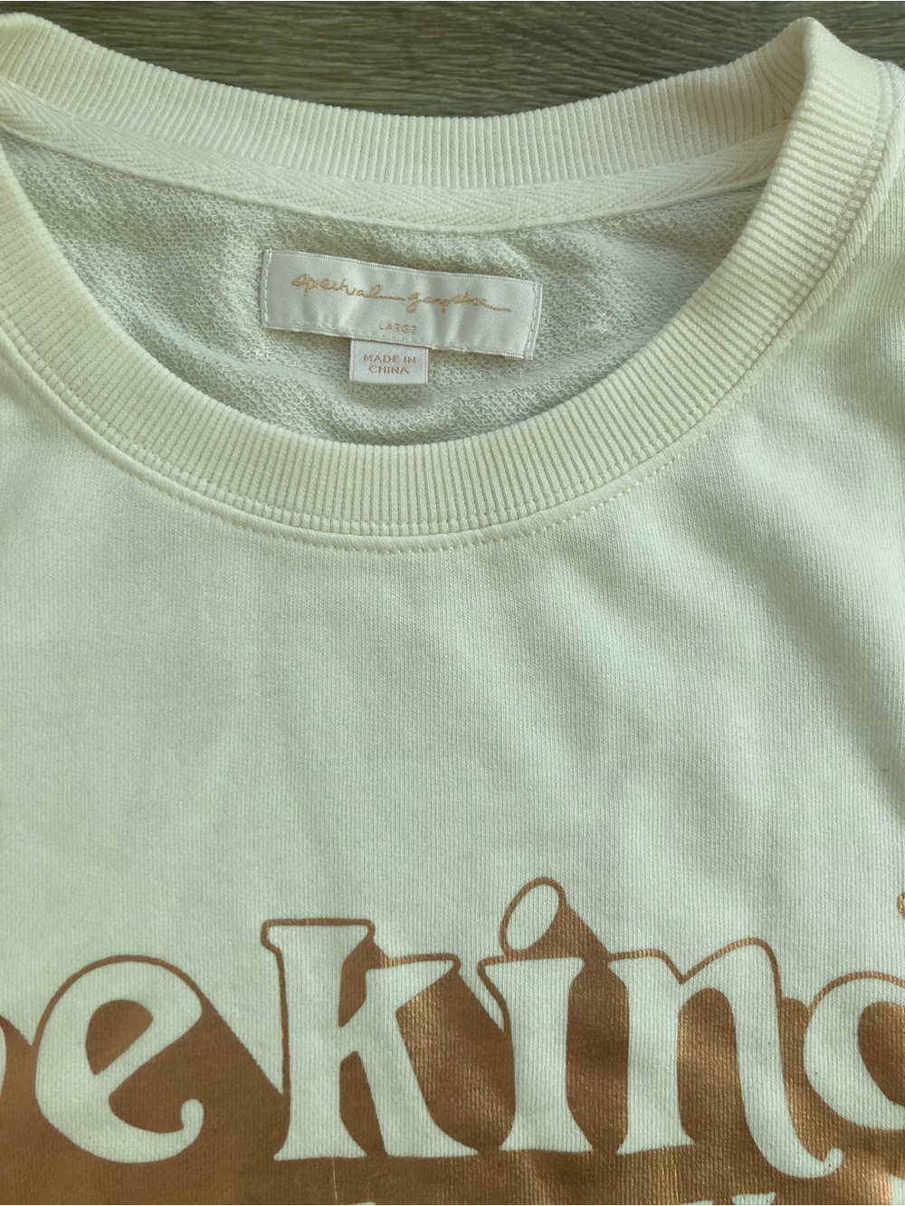 Spiritual Gangster Cream Crewneck Sweatshirt with Tan Graphic - Picture 3 of 5